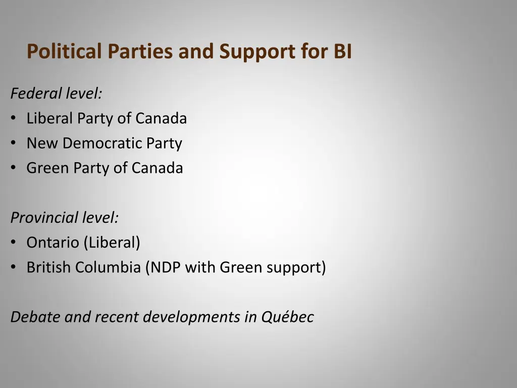 political parties and support for bi