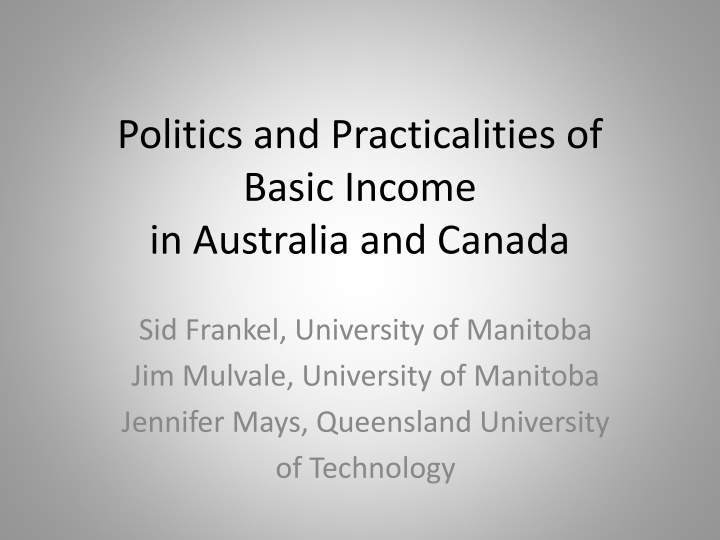 politics and practicalities of basic income