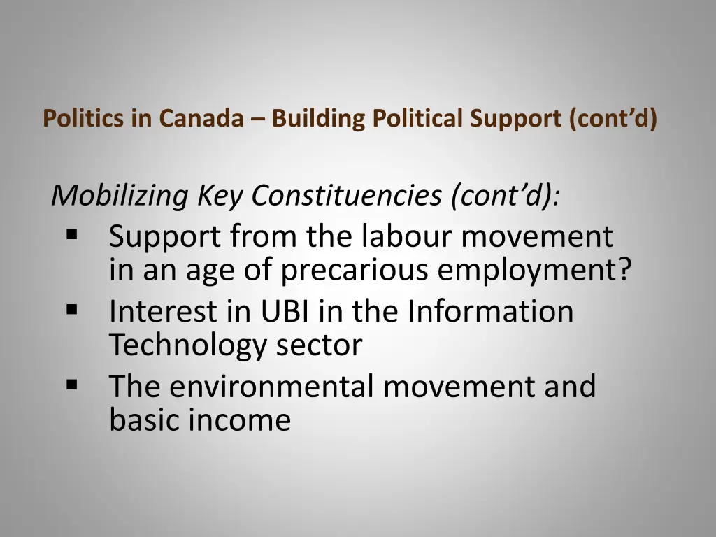 politics in canada building political support 2