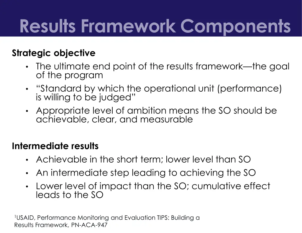 results framework components