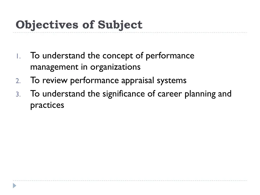 objectives of subject