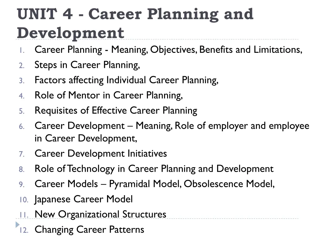 unit 4 career planning and development 1 career