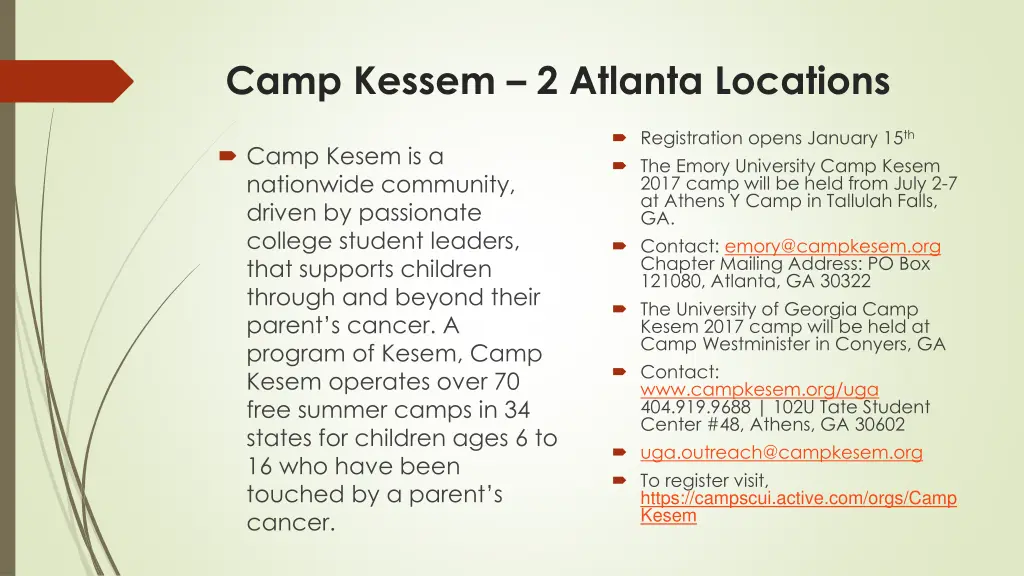 camp kessem 2 atlanta locations