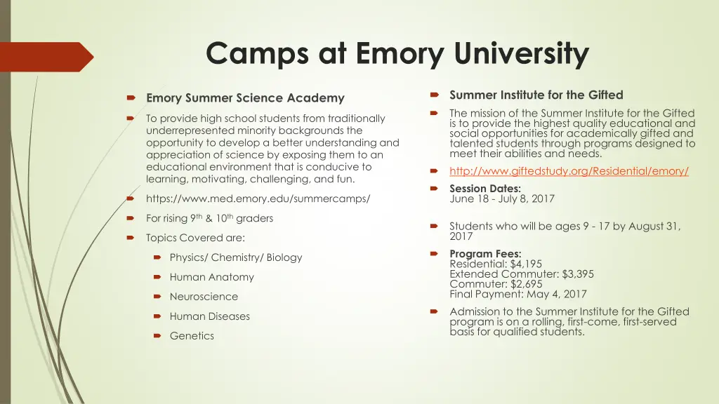 camps at emory university