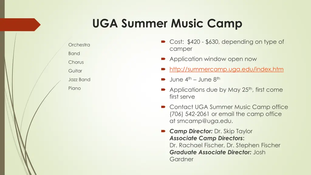 uga summer music camp