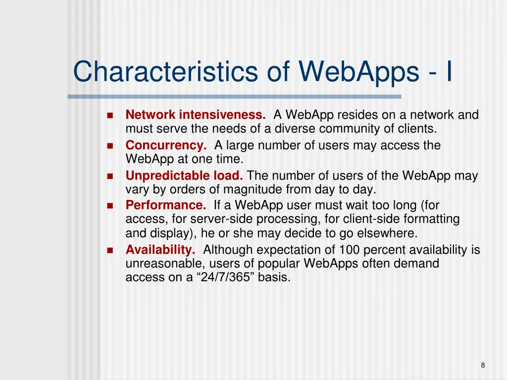 characteristics of webapps i