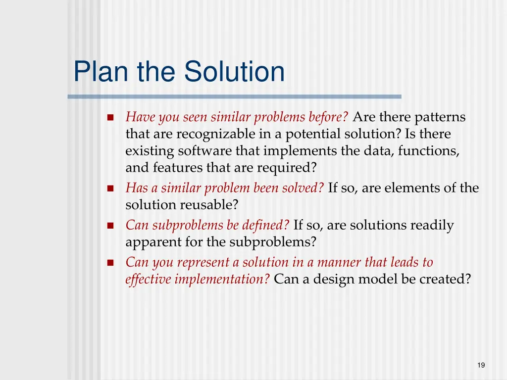 plan the solution