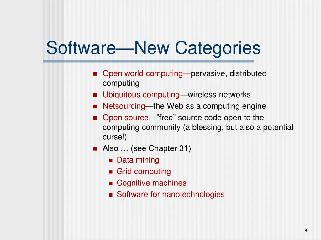 software new categories