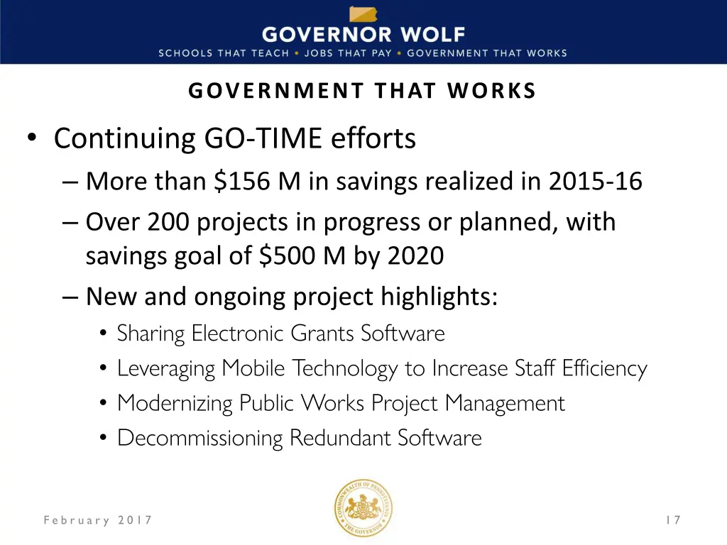 government that works continuing go time efforts