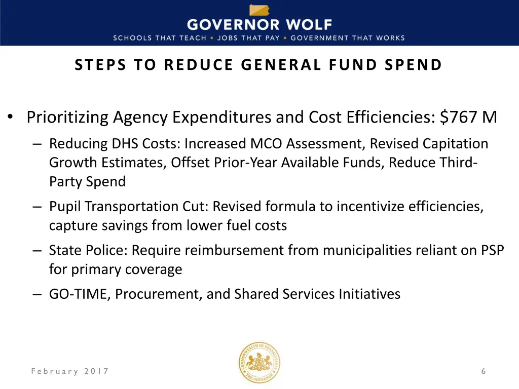 steps to reduce general fund spend 2