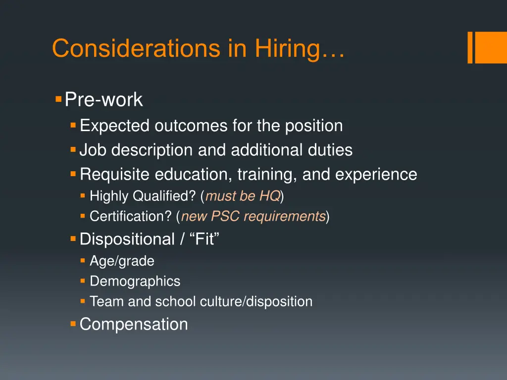 considerations in hiring
