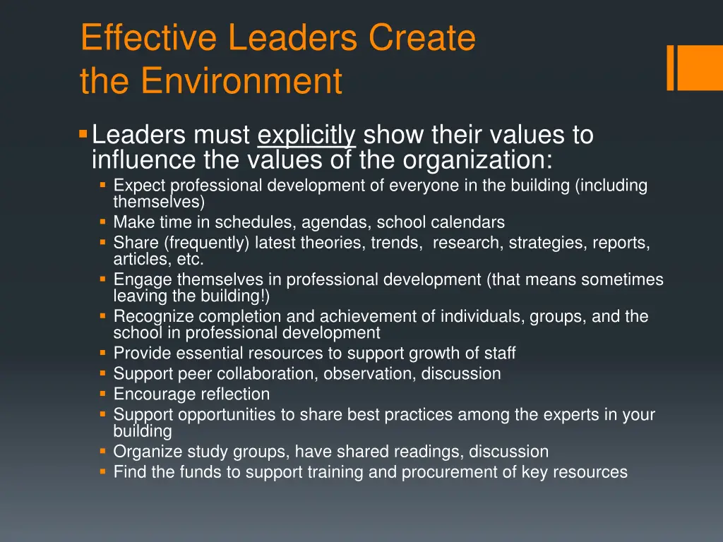 effective leaders create the environment