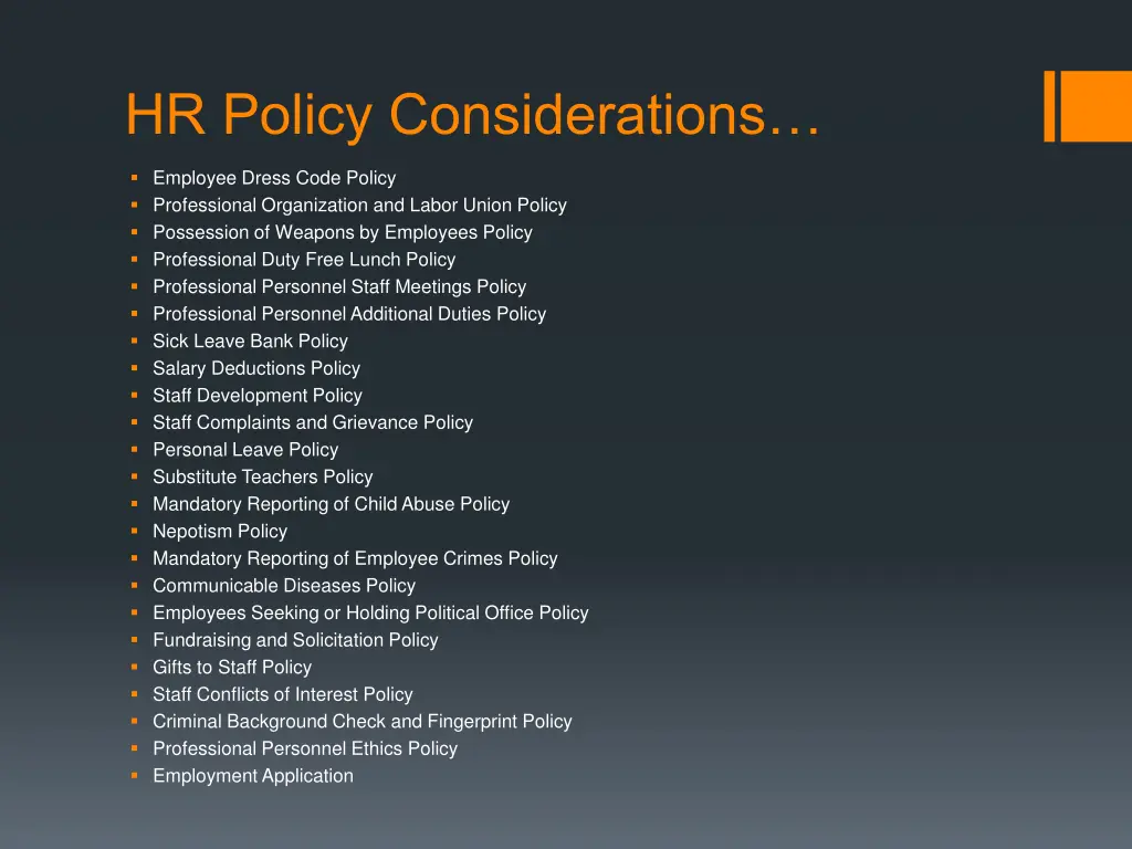 hr policy considerations 1