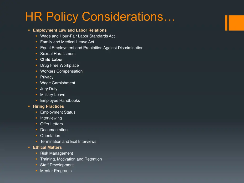 hr policy considerations