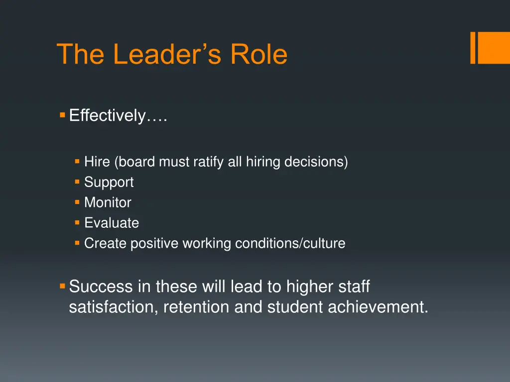 the leader s role