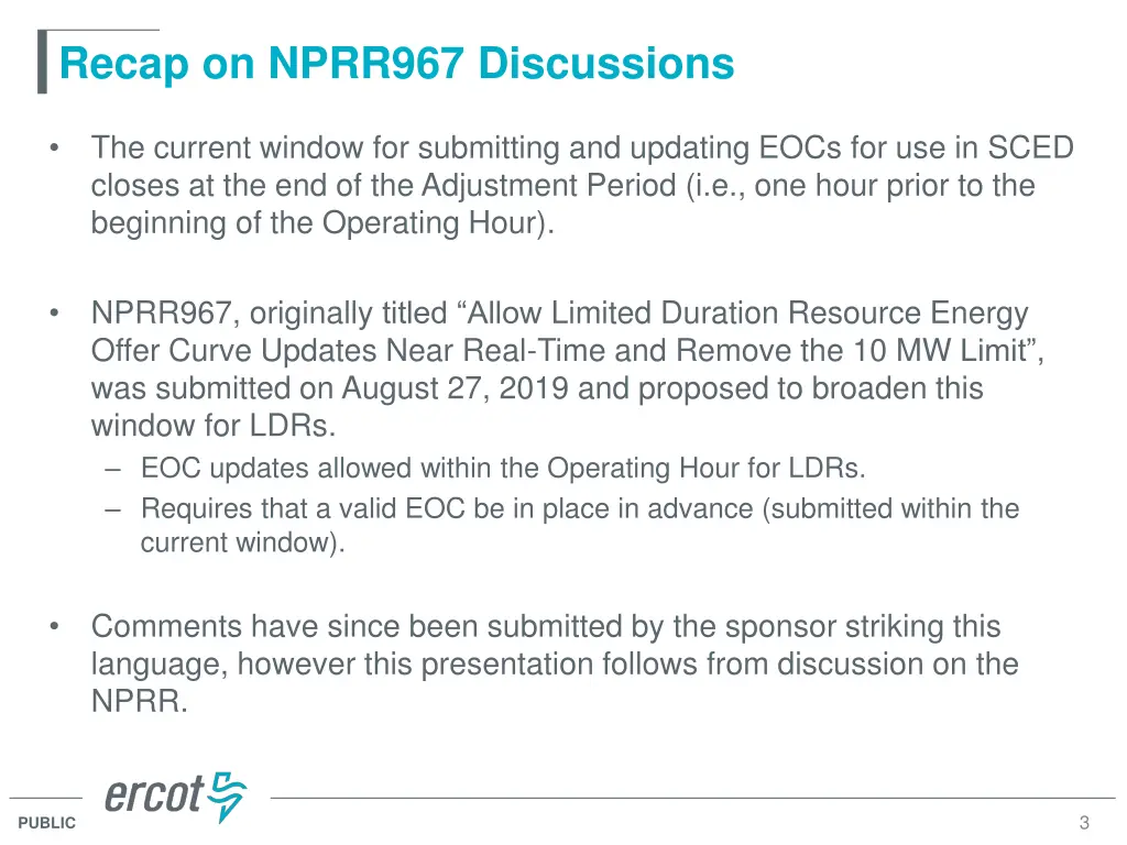 recap on nprr967 discussions