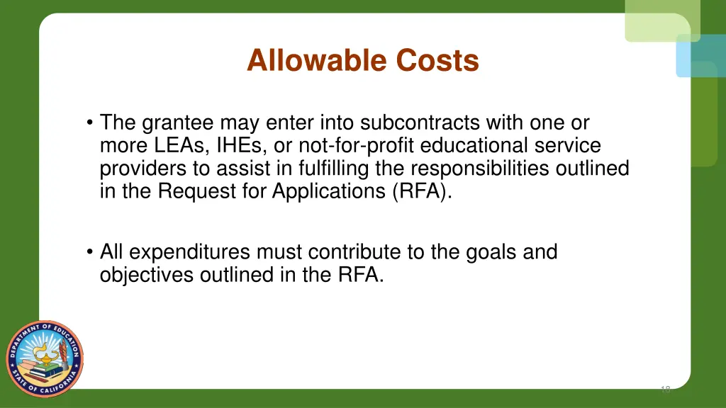 allowable costs