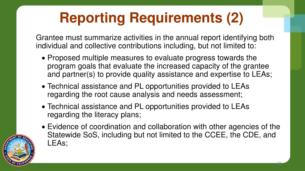 reporting requirements 2