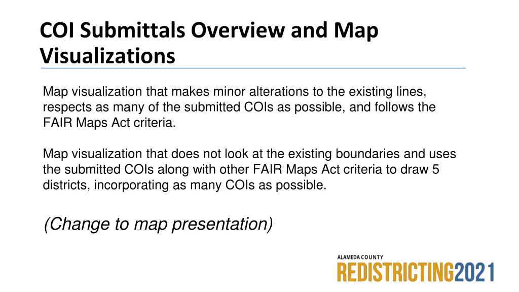 coi submittals overview and map visualizations