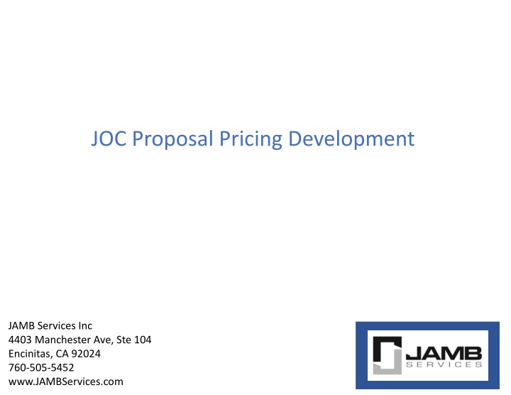 joc proposal pricing development
