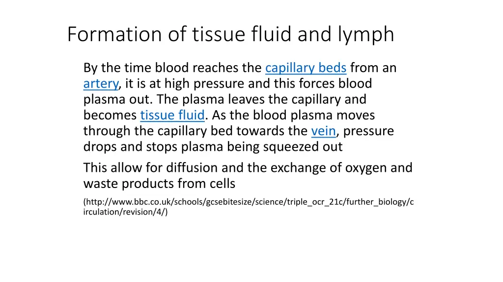 formation of tissue fluid and lymph 1