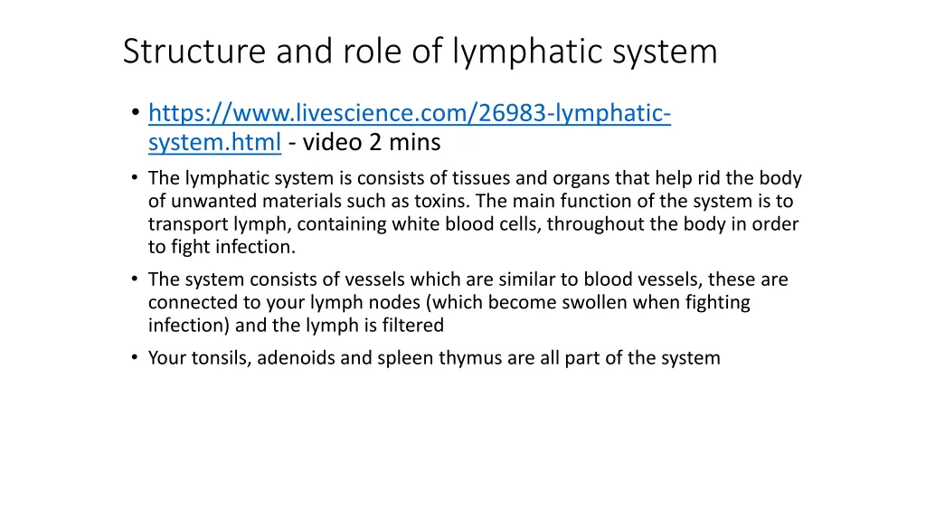 structure and role of lymphatic system