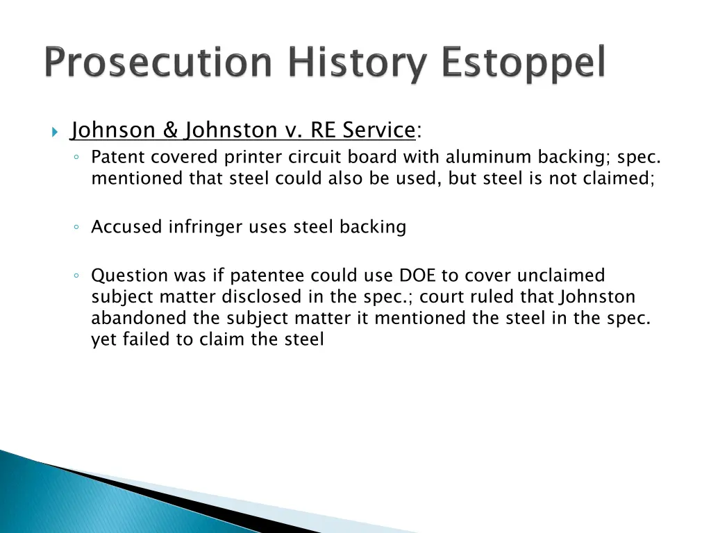 johnson johnston v re service patent covered