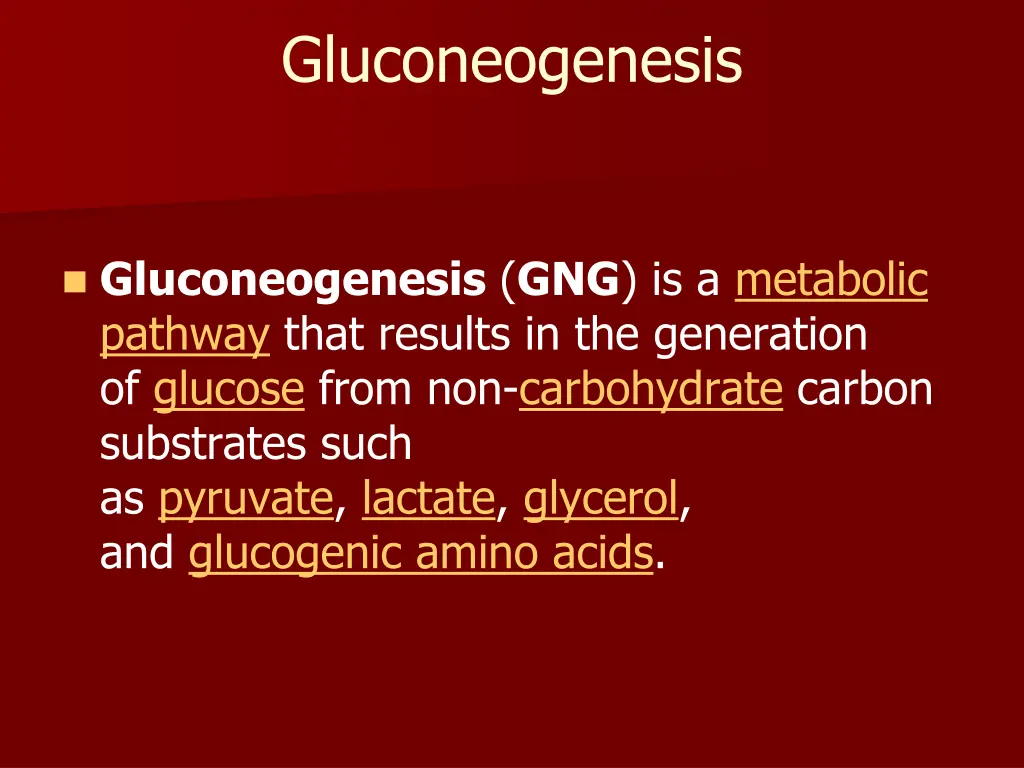 gluconeogenesis