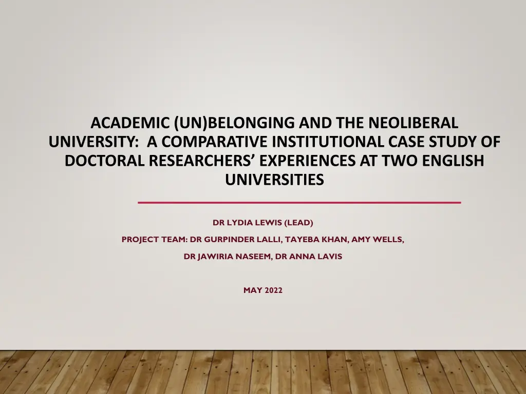 academic un belonging and the neoliberal