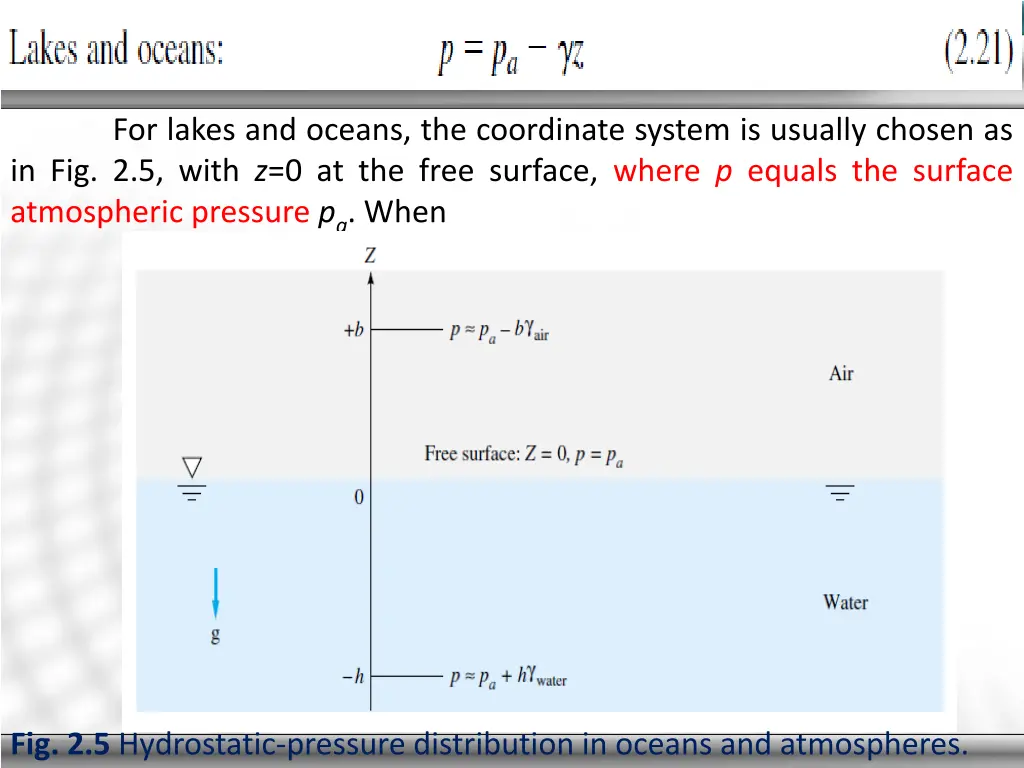 for lakes and oceans the coordinate system