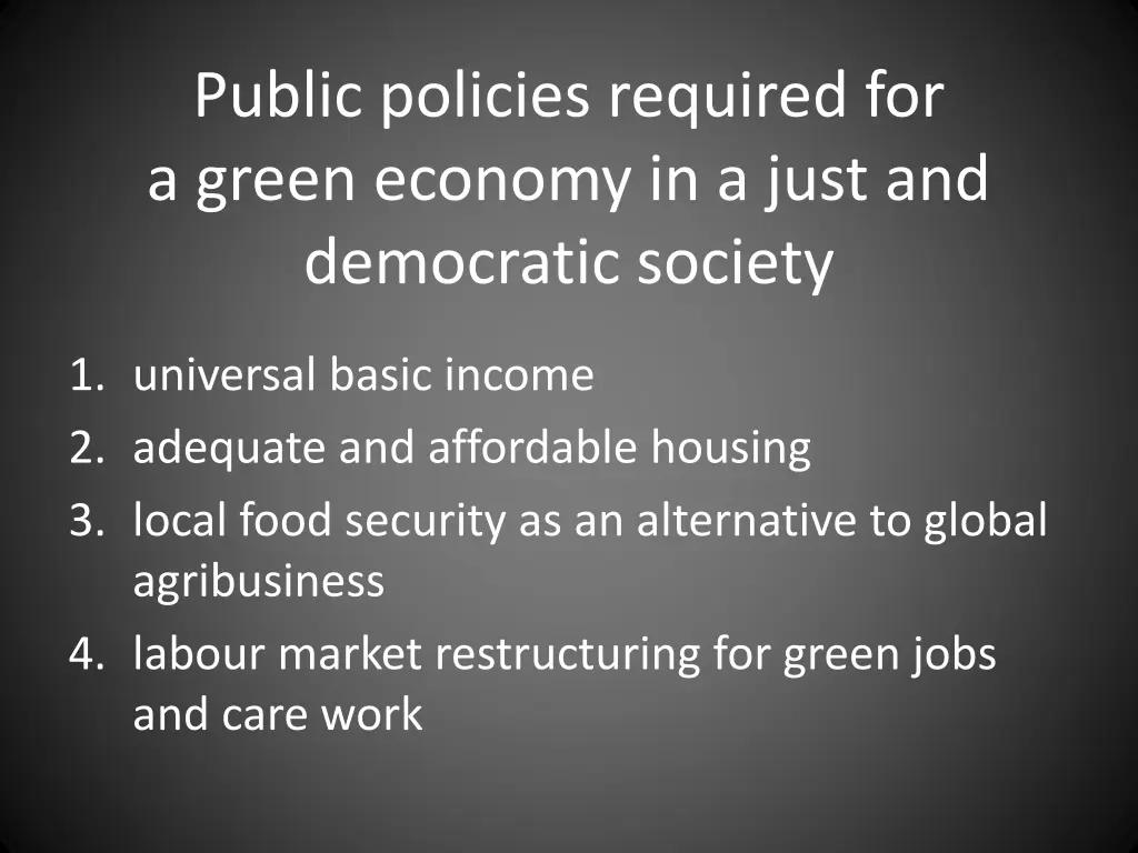 public policies required for a green economy