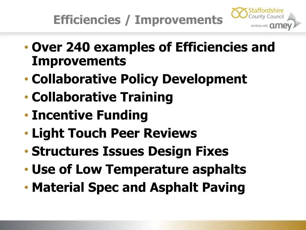 efficiencies improvements