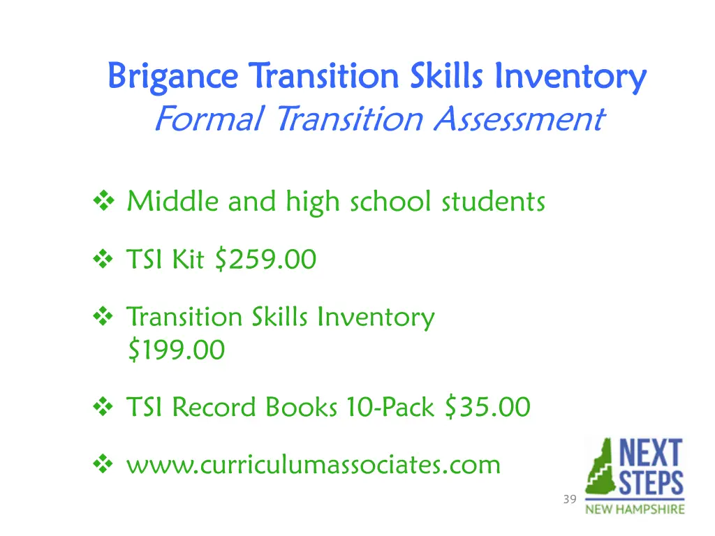 brigance transition skills inventory brigance