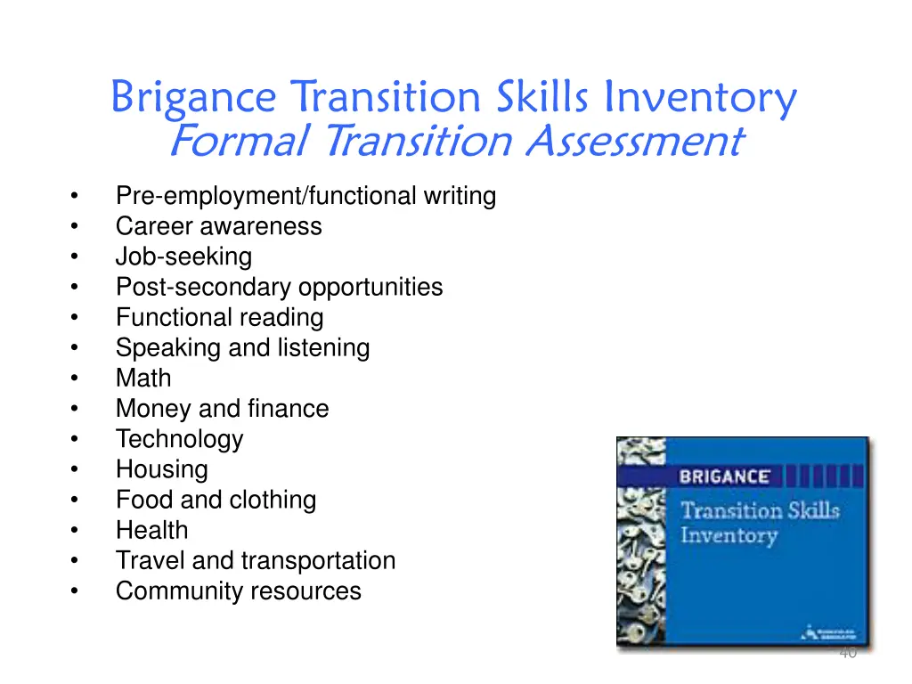 brigance transition skills inventory formal