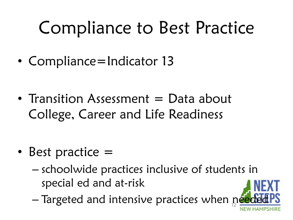 compliance to best practice