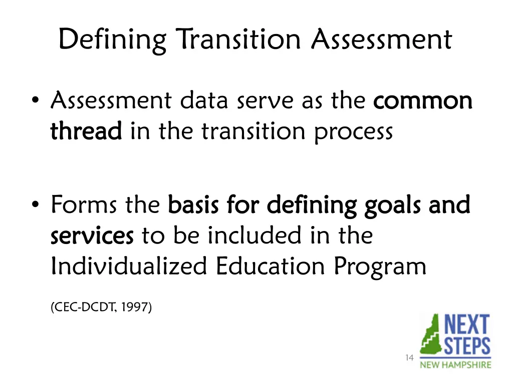 defining transition assessment 1