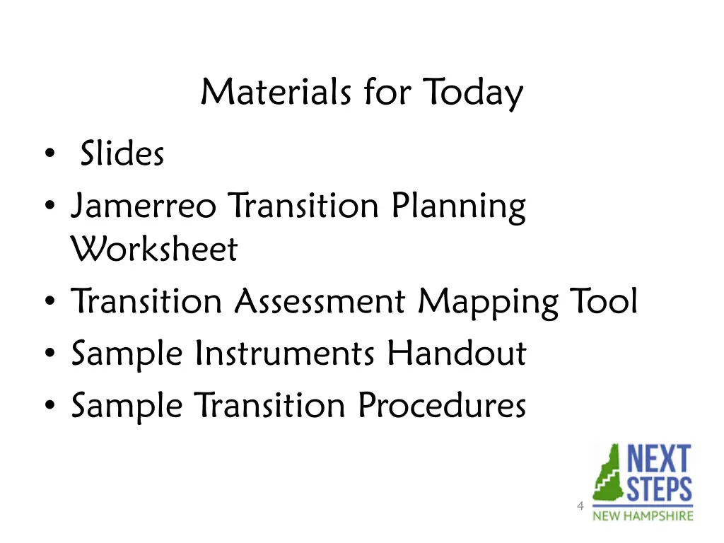 materials for today
