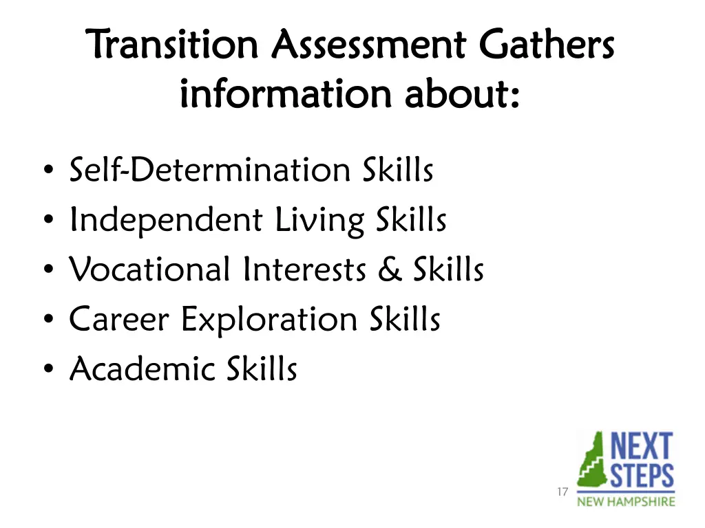 transition assessment gathers transition