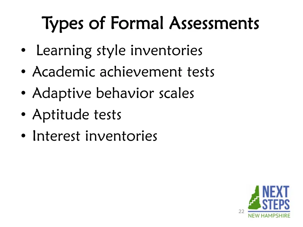 types of formal assessments types of formal