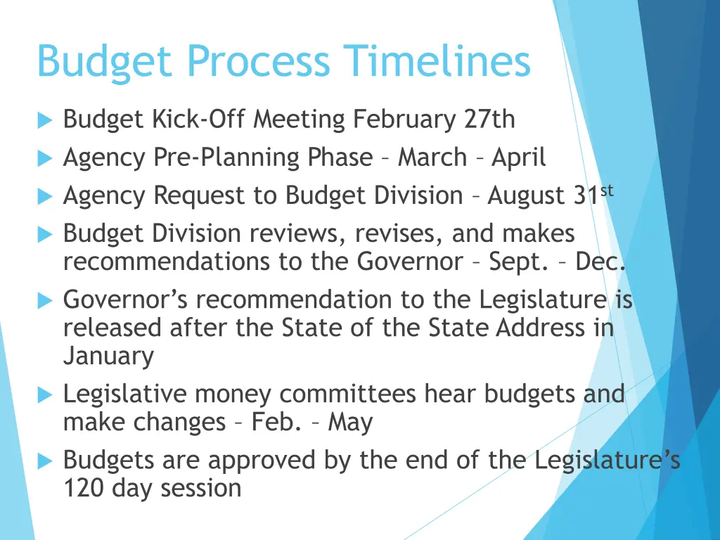 budget process timelines