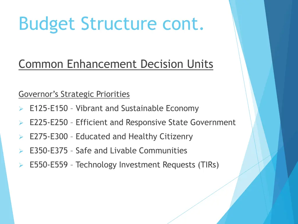 budget structure cont 1