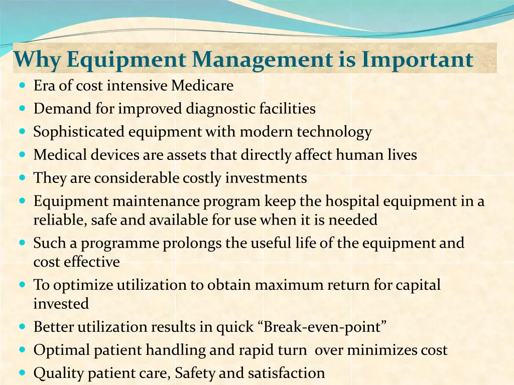 why equipment management is important