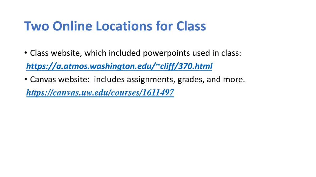 two online locations for class