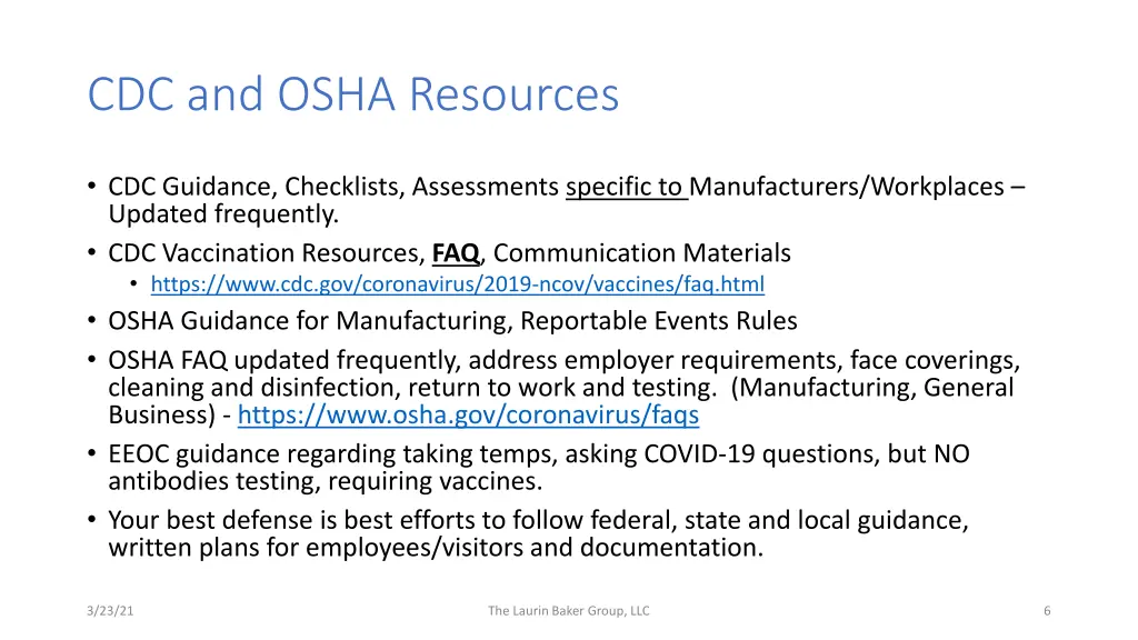 cdc and osha resources
