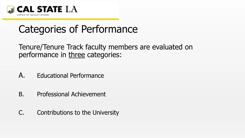 categories of performance