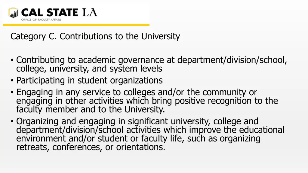 category c contributions to the university 1