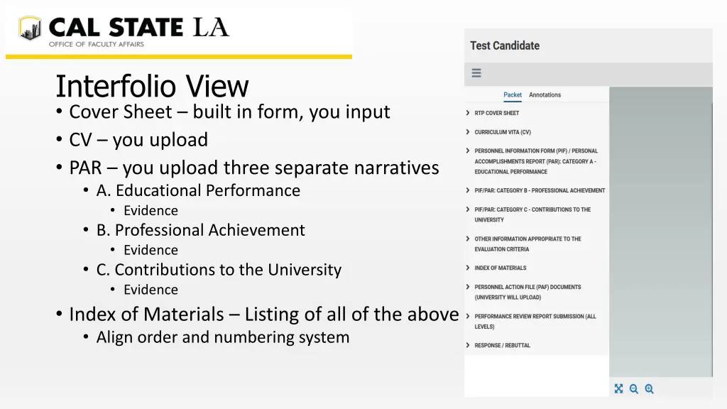 interfolio view cover sheet built in form