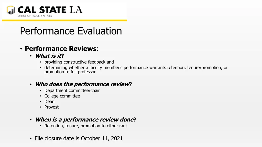 performance evaluation