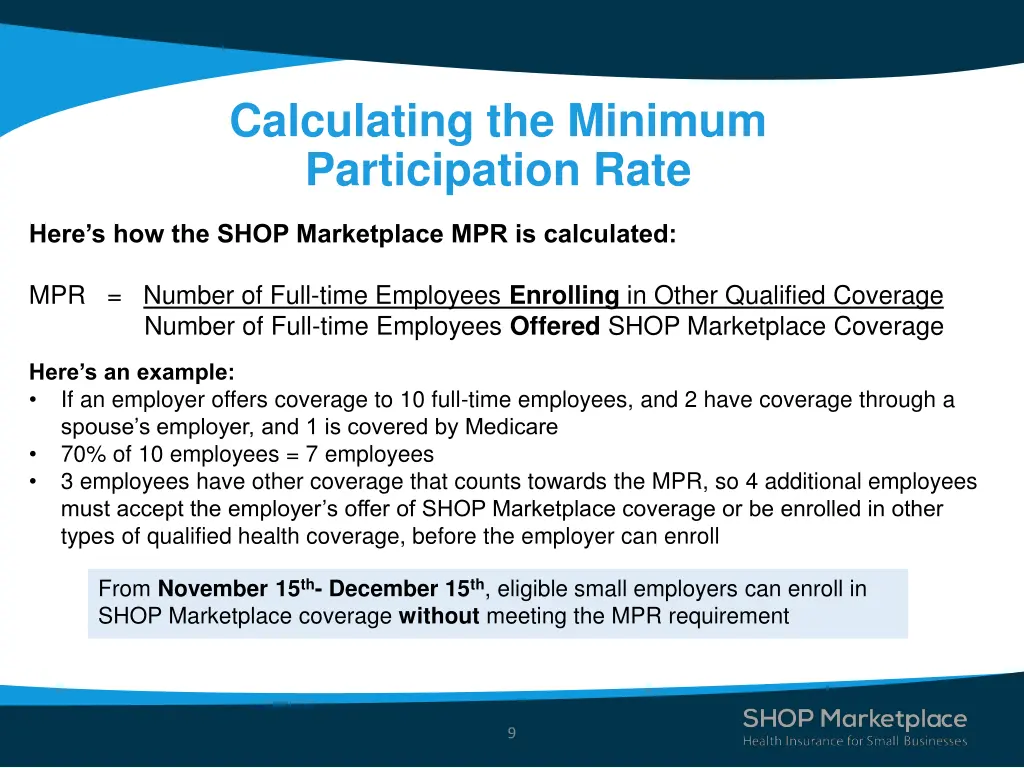 calculating the minimum participation rate