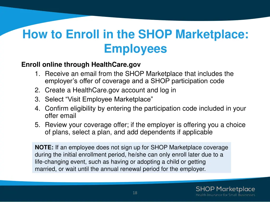 how to enroll in the shop marketplace employees